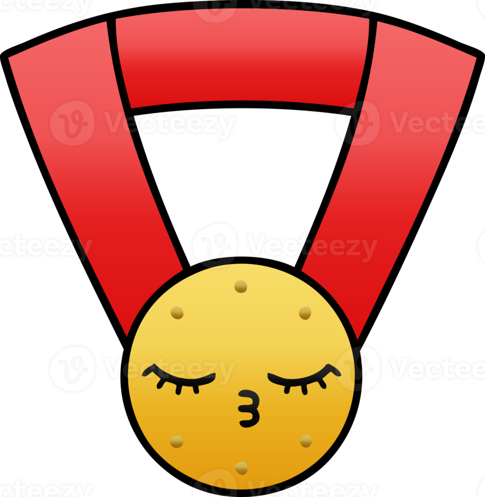 medalha de ouro de desenho animado sombreado gradiente png
