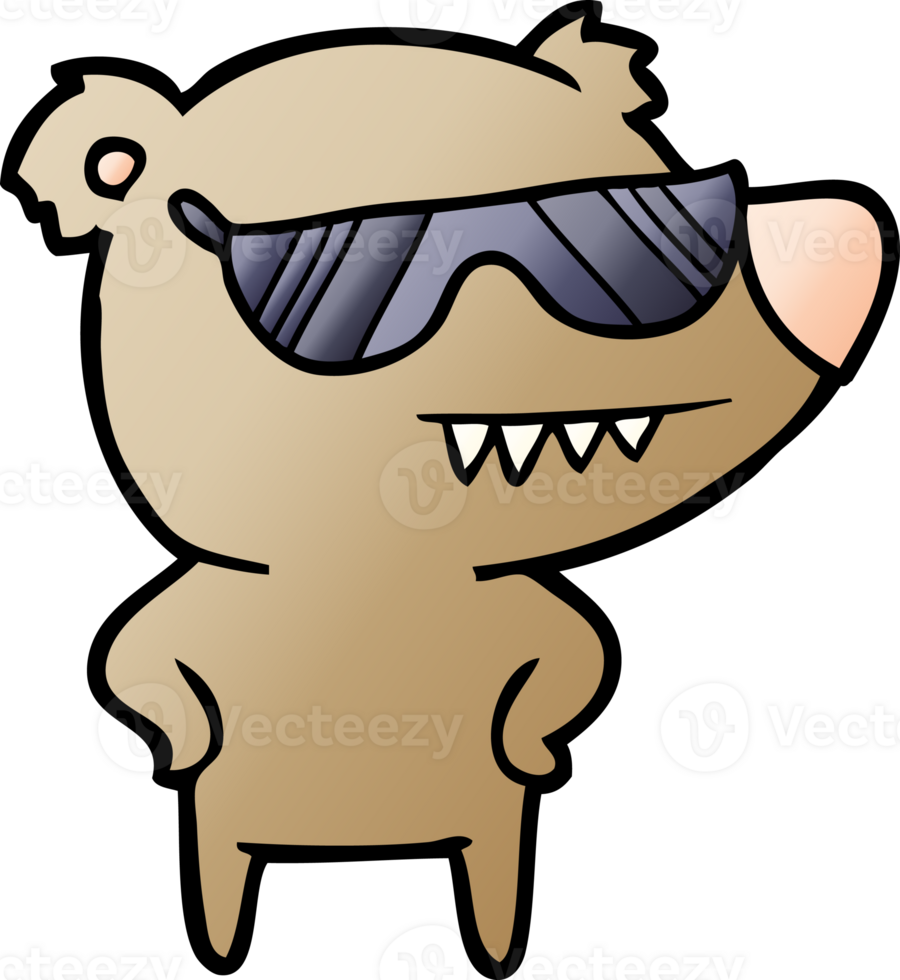 sunglasses bear cartoon with hands on hips png