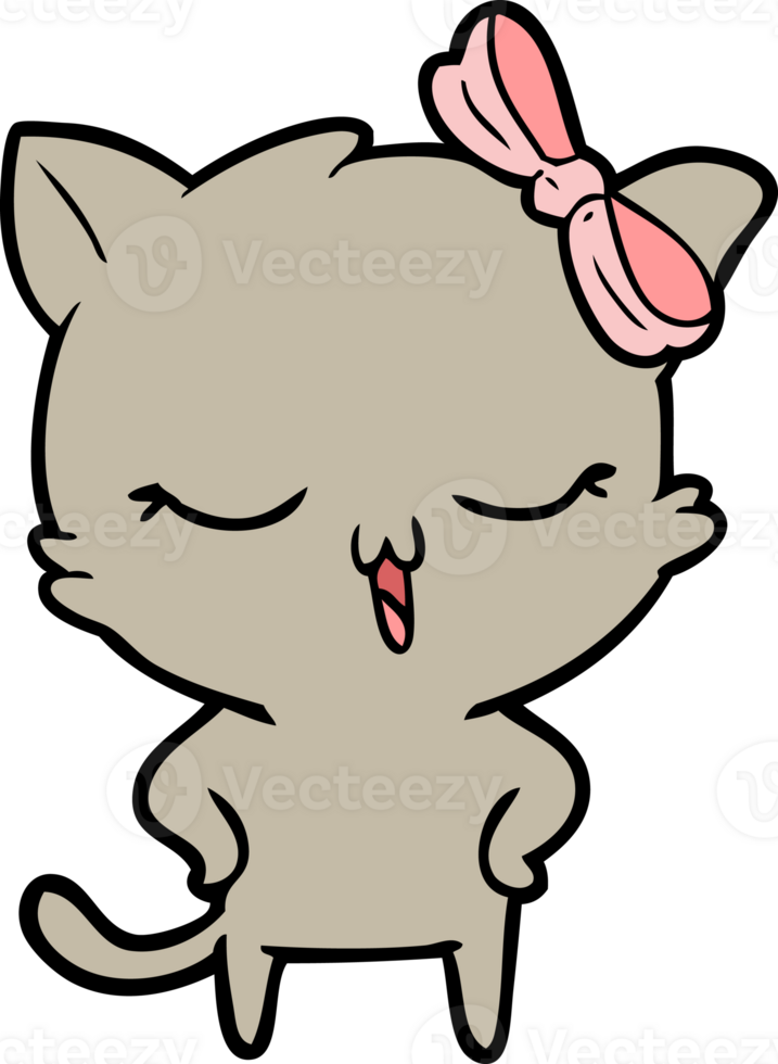 cartoon cat with bow on head and hands on hips png