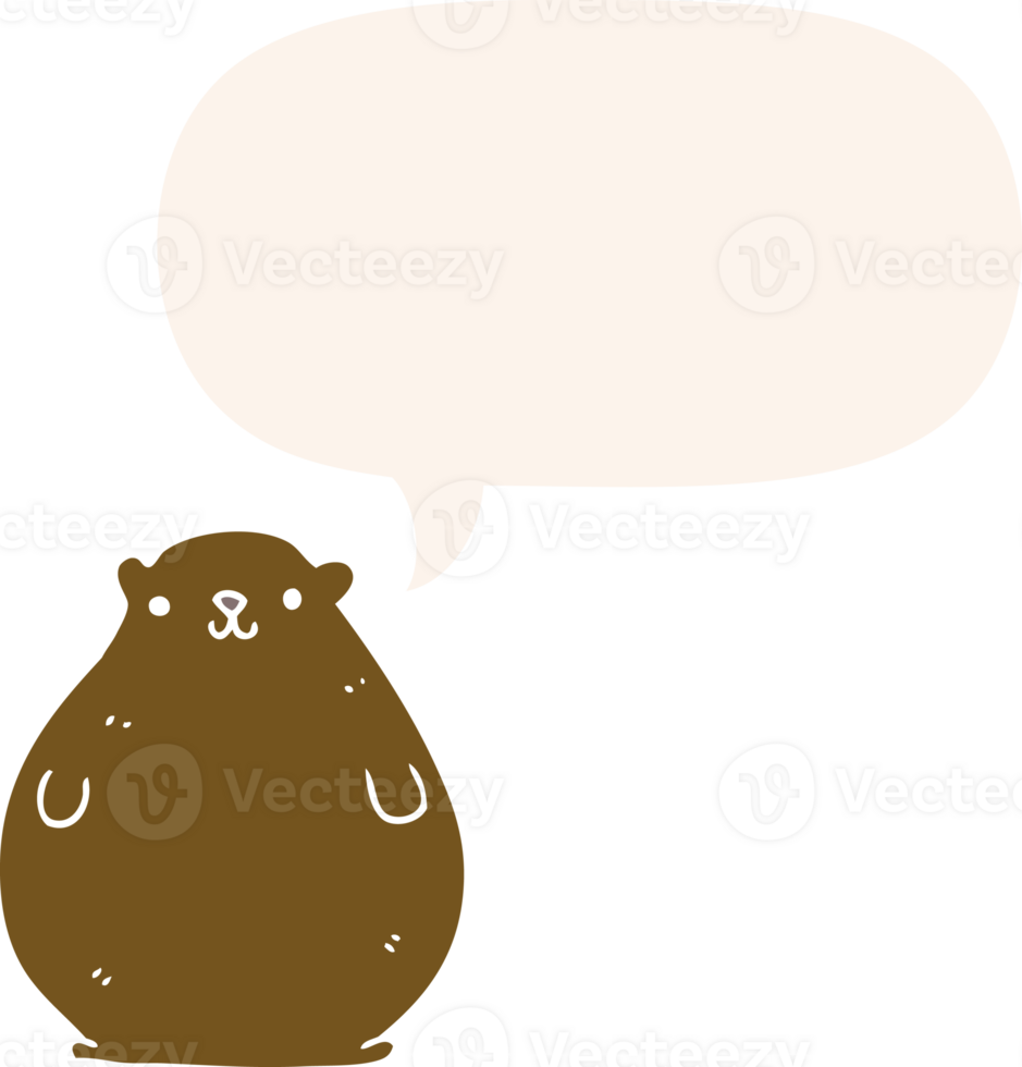 cartoon bear with speech bubble in retro style png