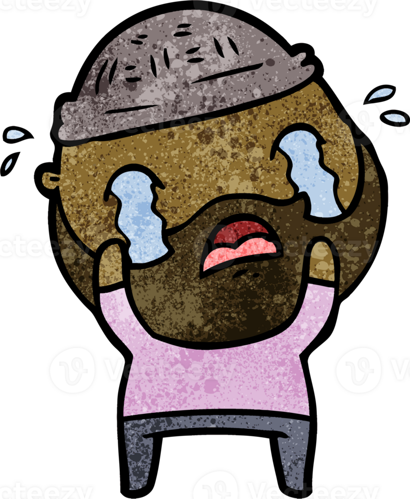 cartoon bearded man crying png