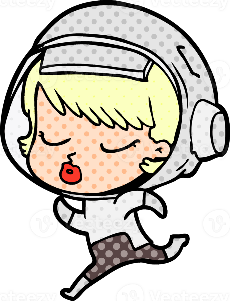 cartoon pretty astronaut girl running png