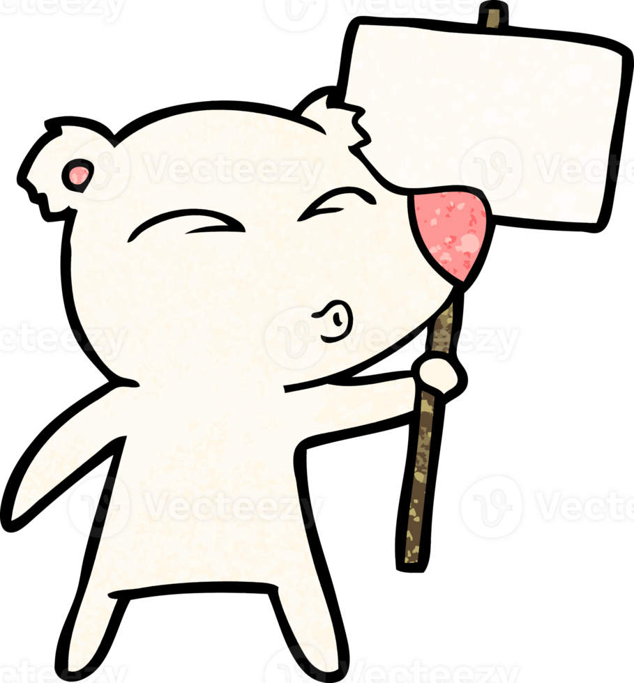 cartoon polar bear with placard png