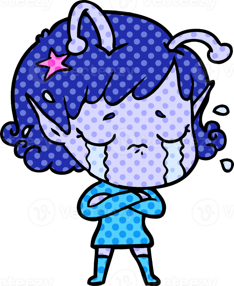 cartoon crying alien girl png