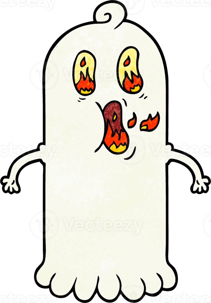 fantôme de dessin animé avec des yeux enflammés png