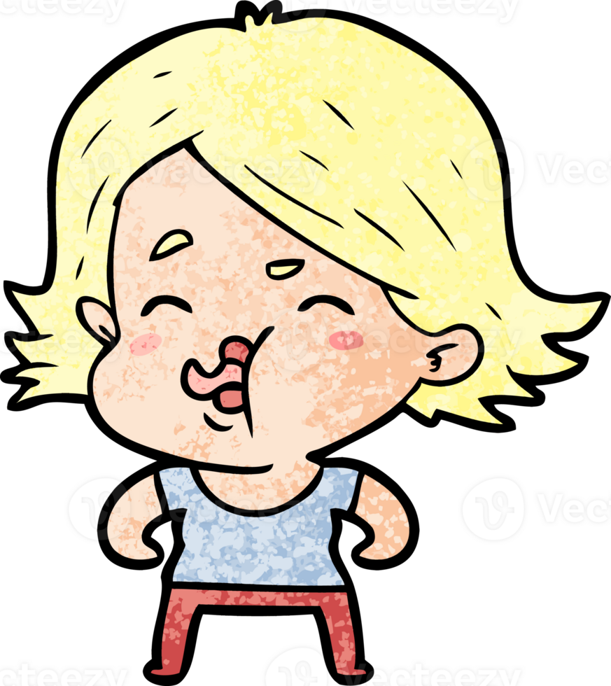 cartoon girl pulling face png