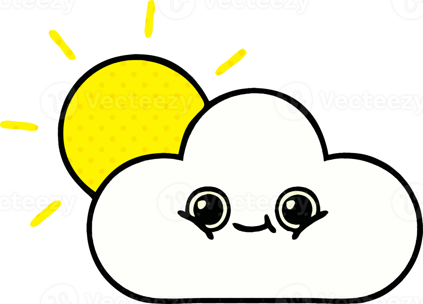 comico libro stile cartone animato di un' sole e nube png