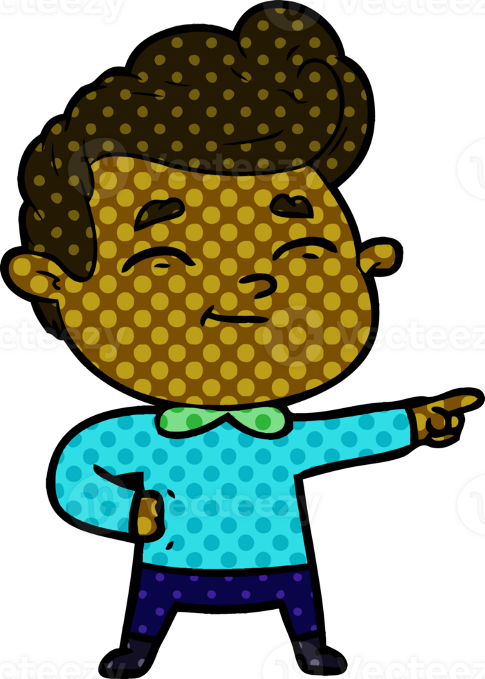 happy cartoon man pointing png