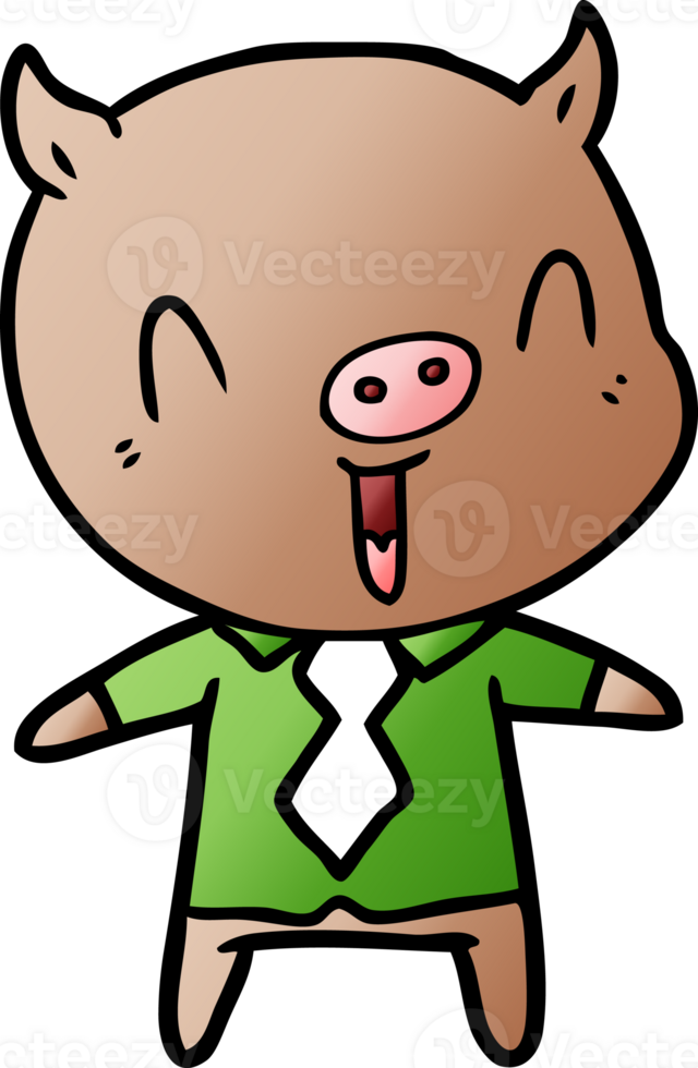 happy cartoon pig wearing shirt and tie png