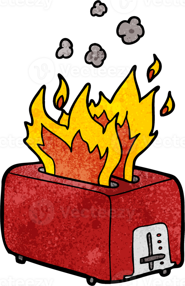 cartoon burning toaster png