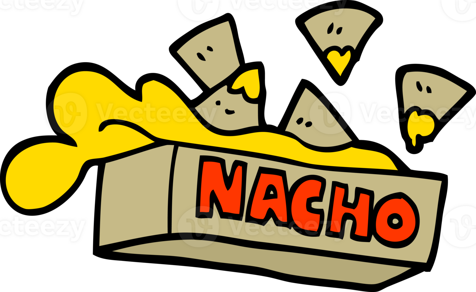 hand drawn doodle style cartoon nacho box png