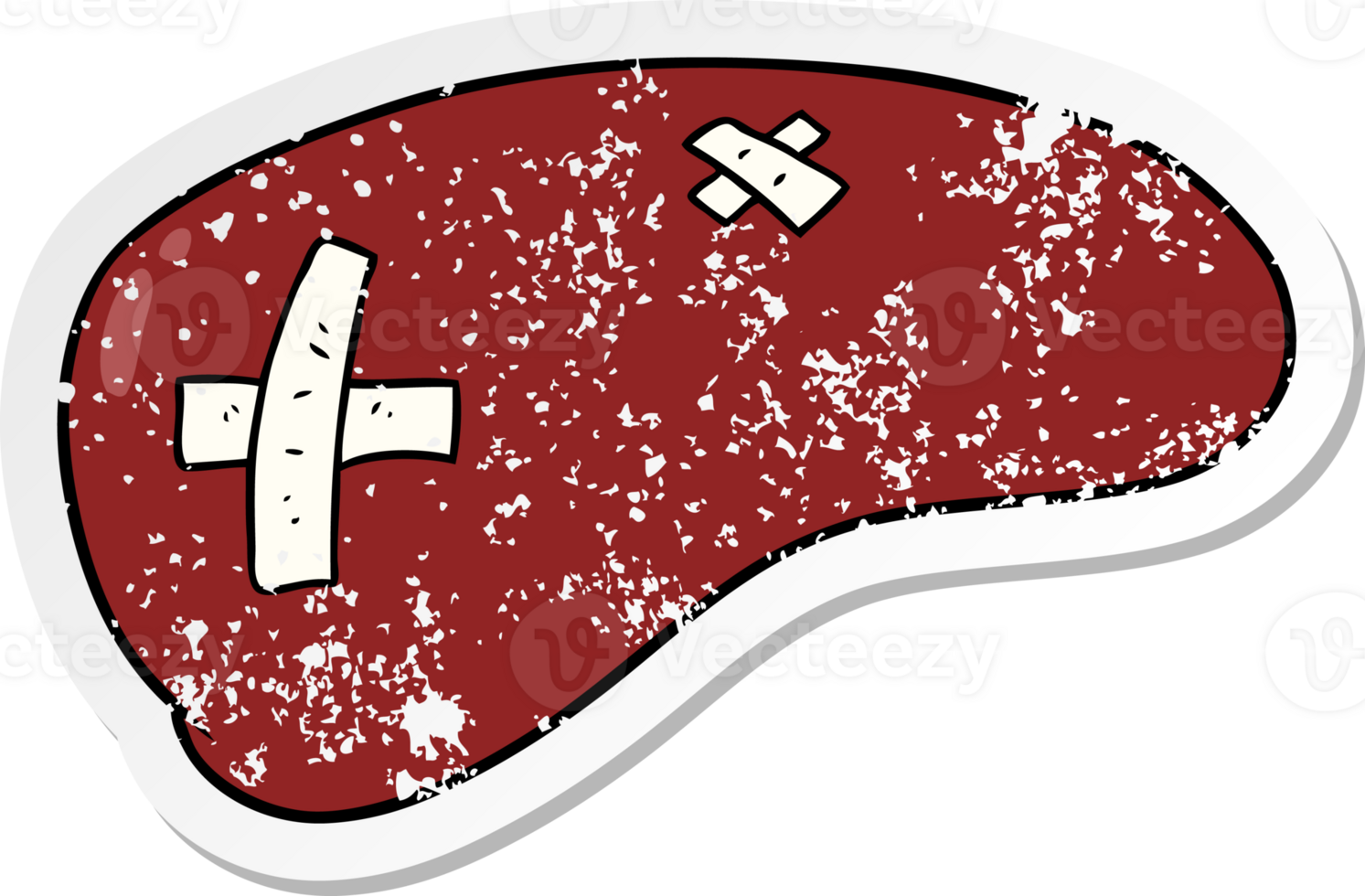 distressed sticker of a cartoon repaired liver png