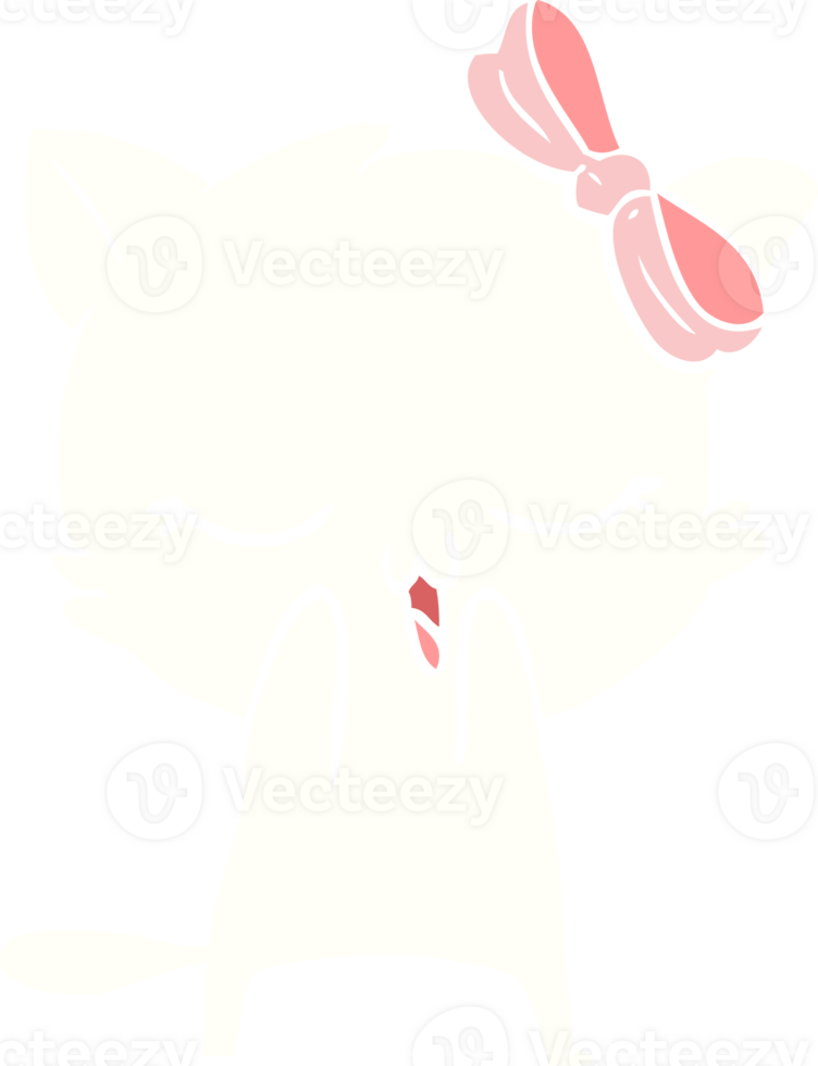 flat color style cartoon cat with bow on head png