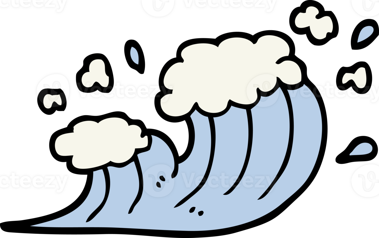 hand drawn doodle style cartoon wave crashing png