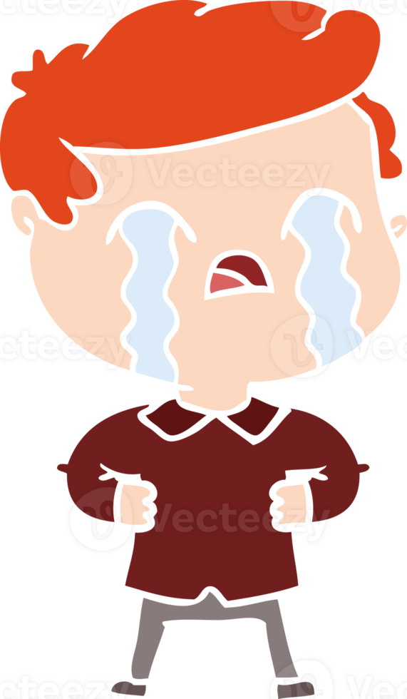 flat color style cartoon man crying png