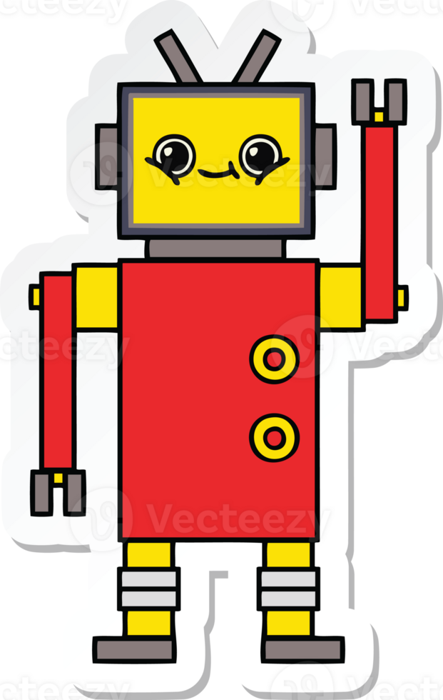 adesivo di un simpatico robot cartone animato png