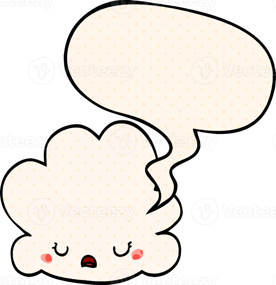 cute cartoon cloud and speech bubble in comic book style png