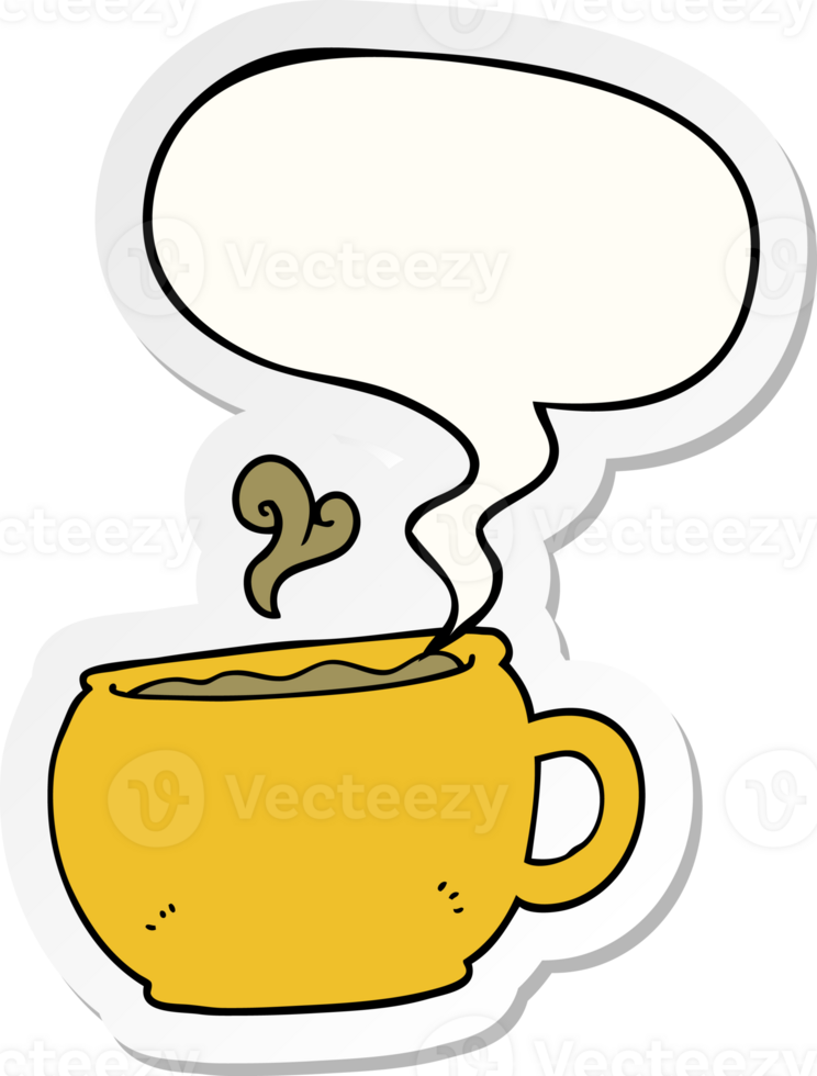 cartoon coffee cup and speech bubble sticker png