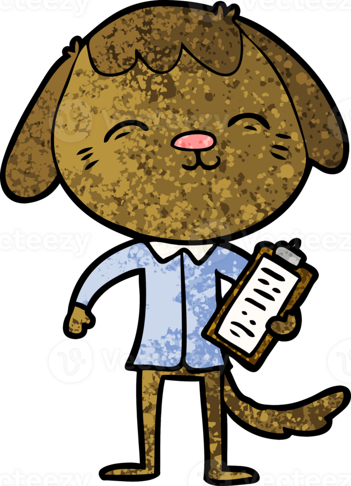 happy cartoon office worker dog png