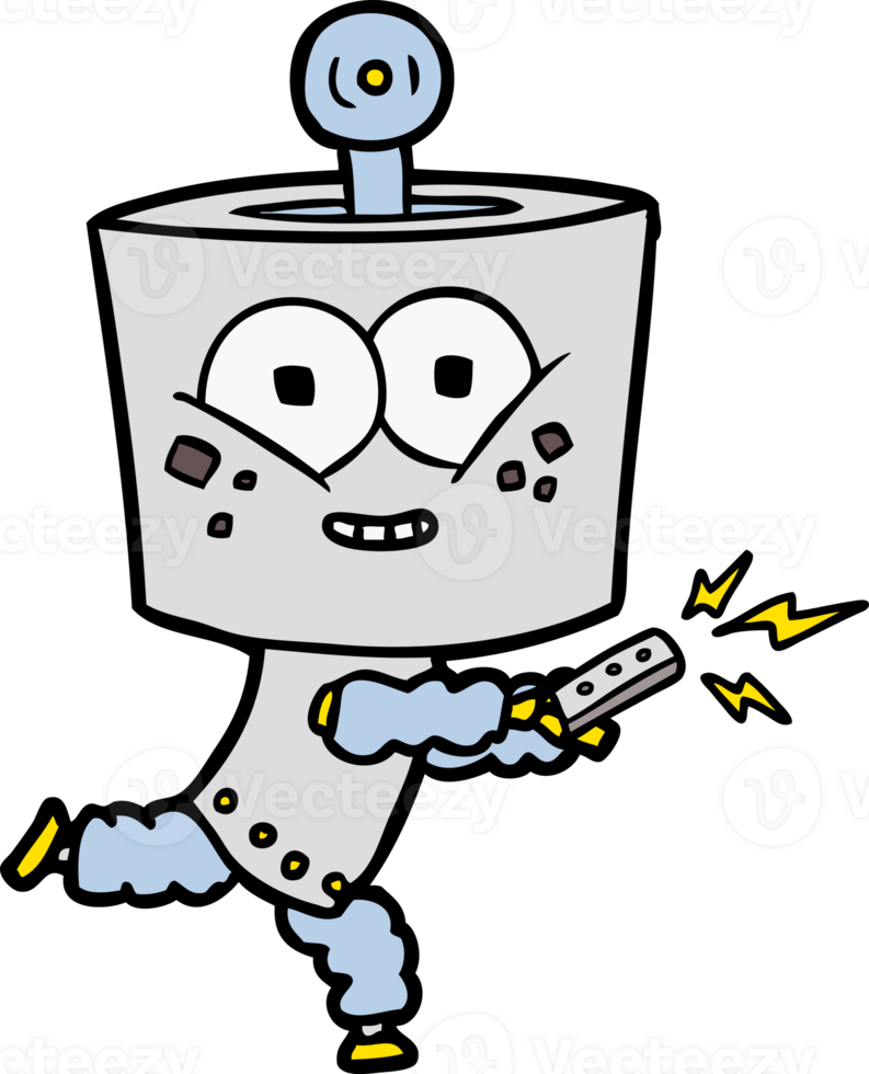 happy cartoon robot with remote control png