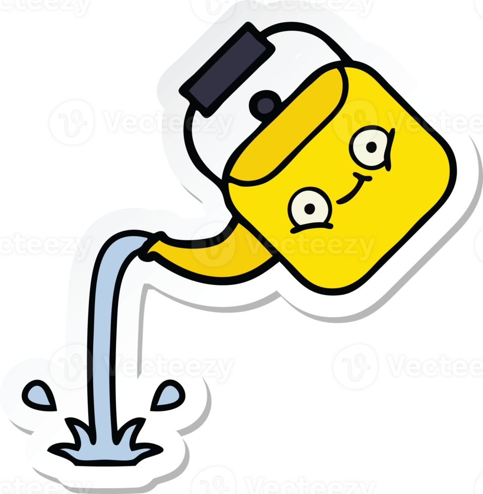 sticker of a cute cartoon pouring kettle png