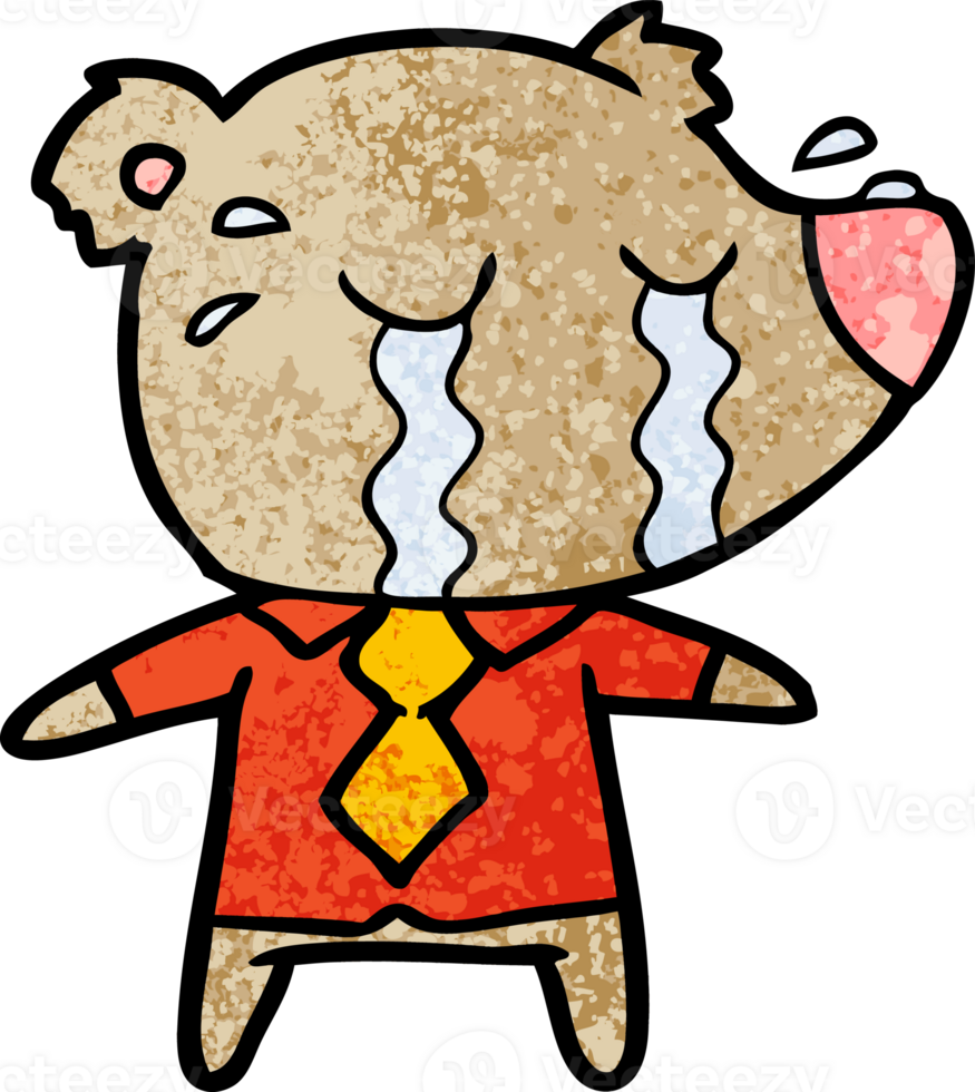 cartoon crying bear in shirt png