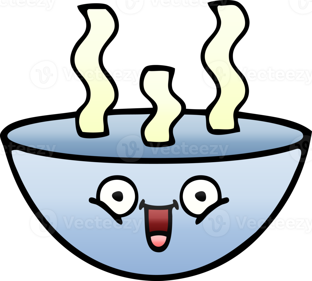 gradient shaded cartoon of a bowl of hot soup png