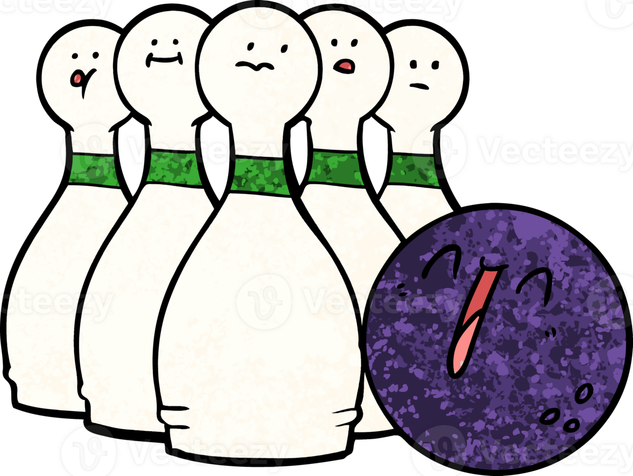 cartoon laughing bowling ball and pins png