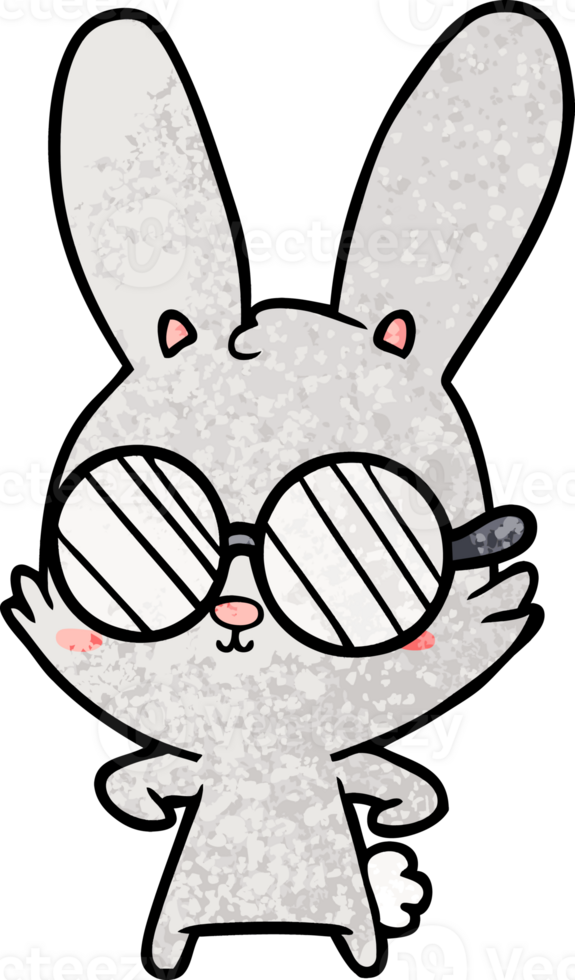 lapin de dessin animé mignon portant des lunettes png