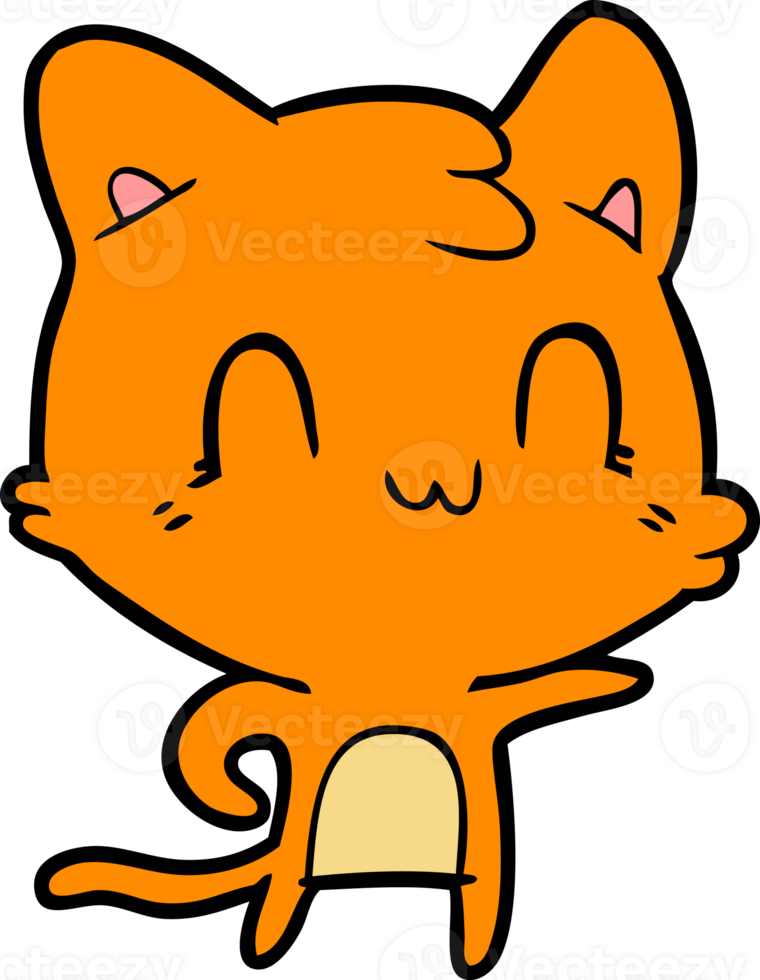 cartoon happy cat pointing png