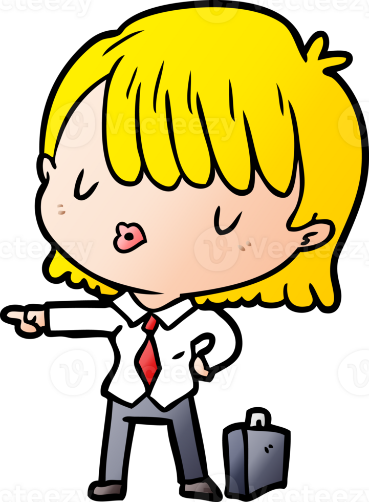 cartoon efficient businesswoman giving orders png