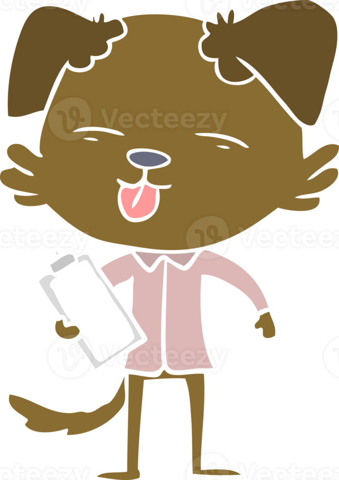 flat color style cartoon dog with clip board png