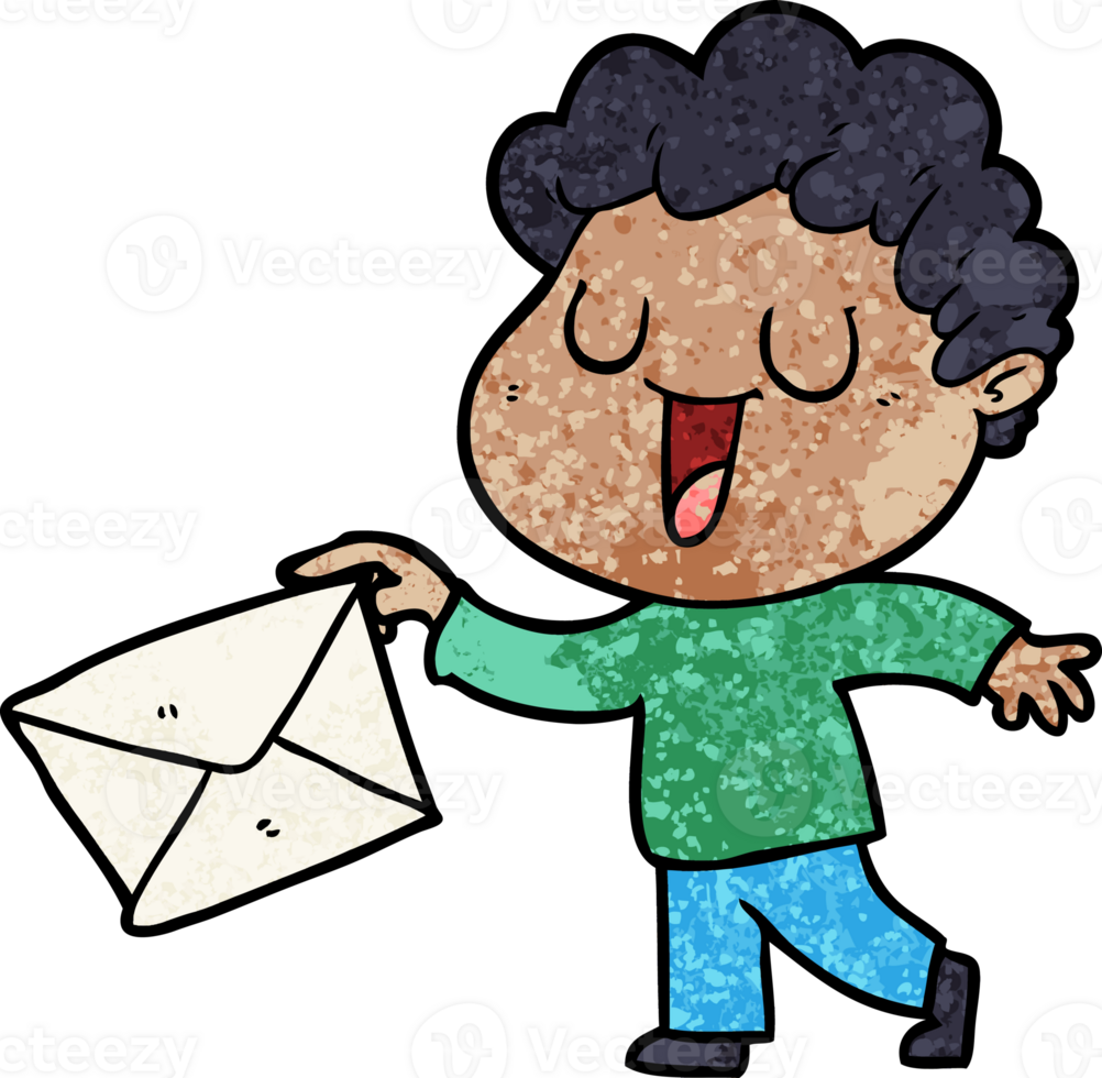 laughing cartoon man with letter png