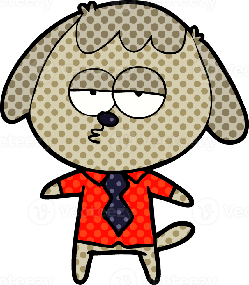 cartoon bored dog in office clothes png