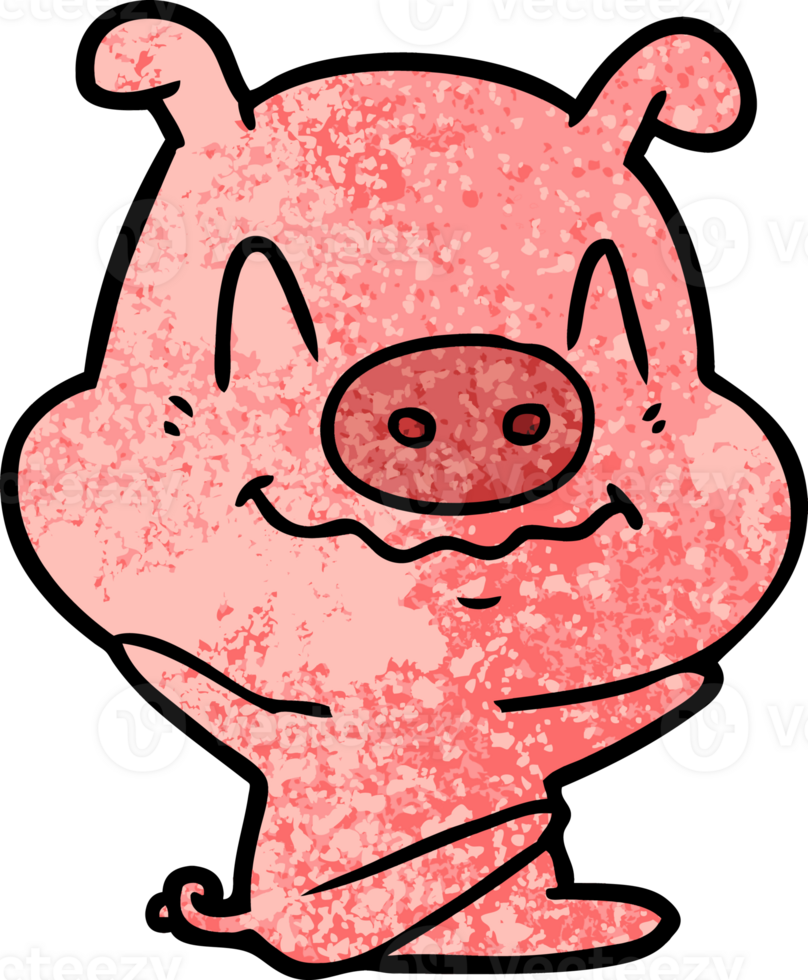 nervous cartoon pig sitting png