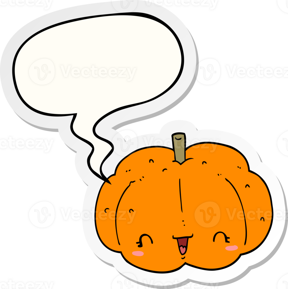 cartoon pumpkin with speech bubble sticker png