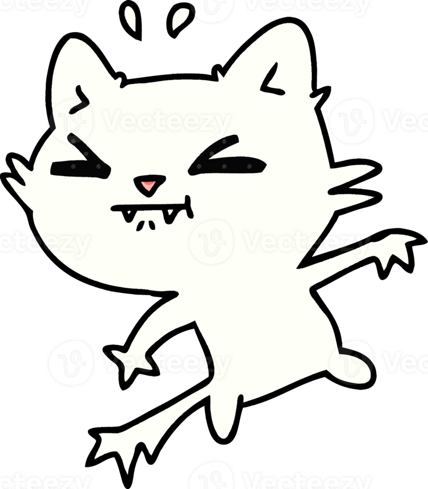 hand drawn cartoon of cute kawaii cat png