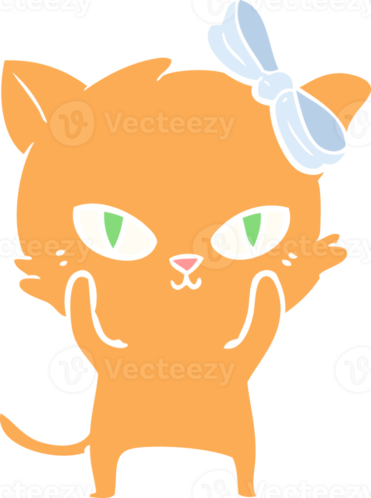 lindo gato de dibujos animados de estilo de color plano png