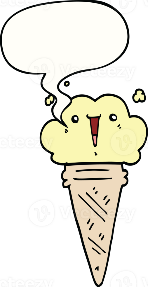 cartoon ice cream with face with speech bubble png