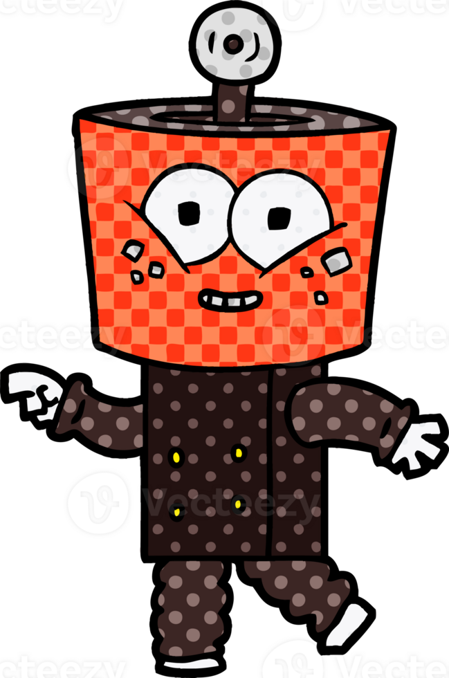 happy cartoon robot pointing png