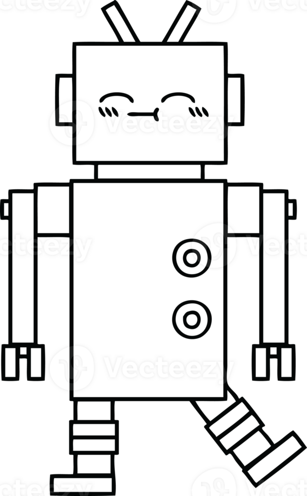 line drawing cartoon of a robot png