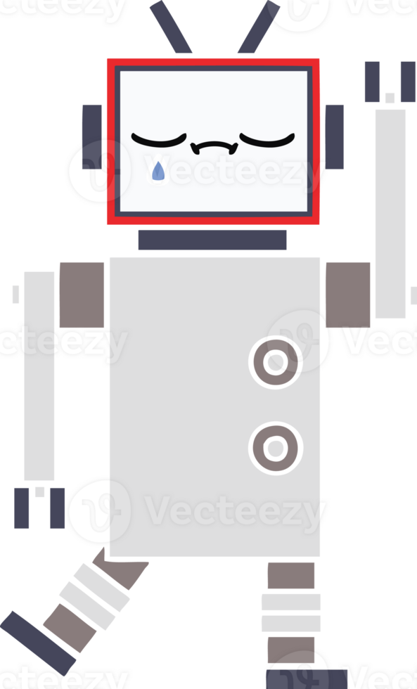 flat color retro cartoon robot png