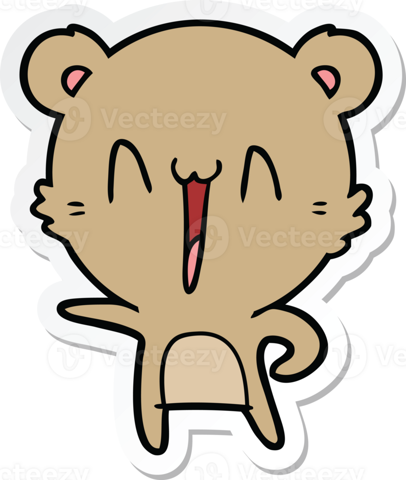sticker of a happy bear cartoon png