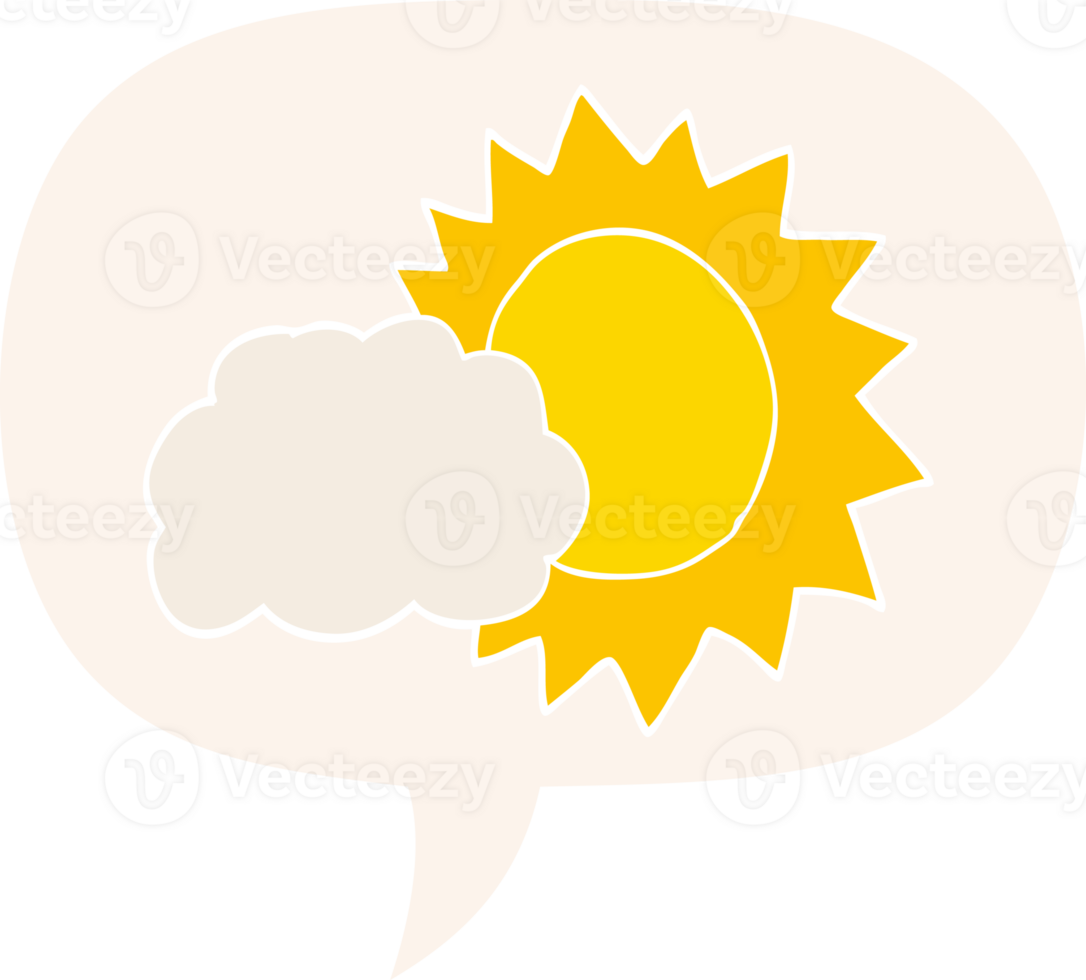 cartoon weather with speech bubble in retro style png