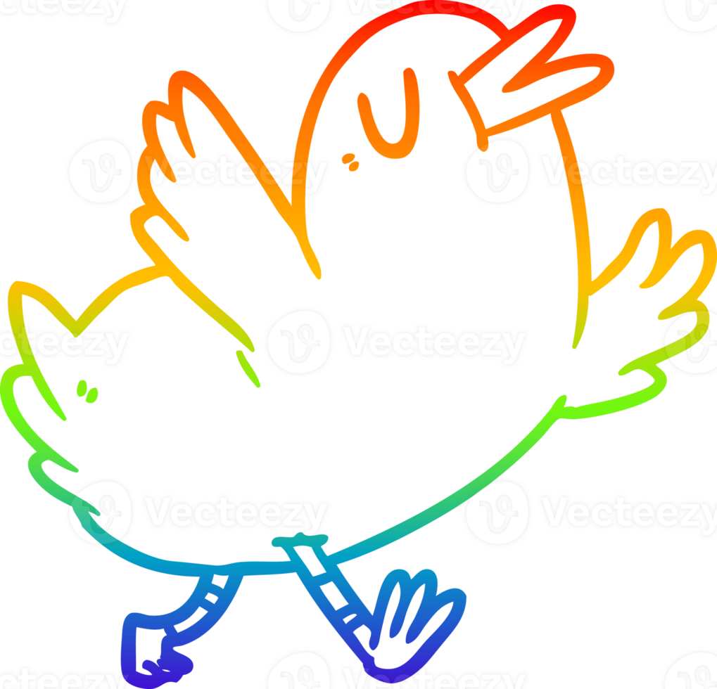 rainbow gradient line drawing happy bird png