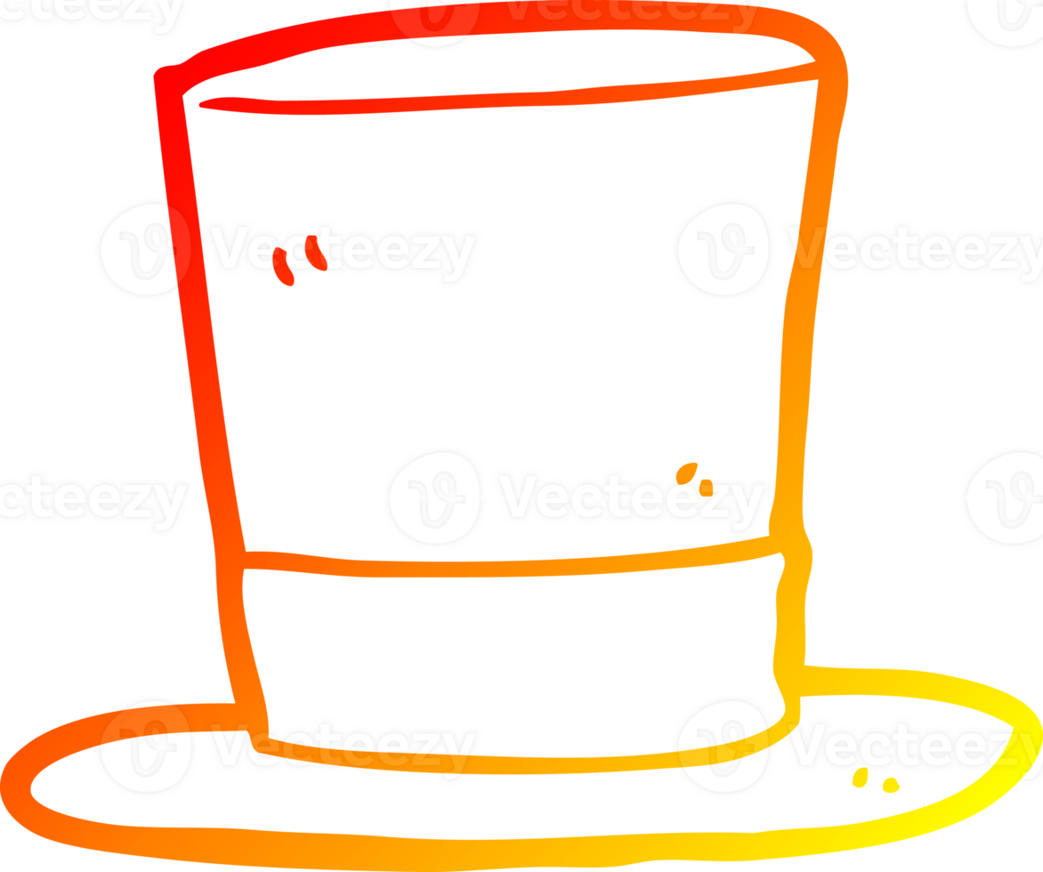 warm gradient line drawing of a cartoon top hat png