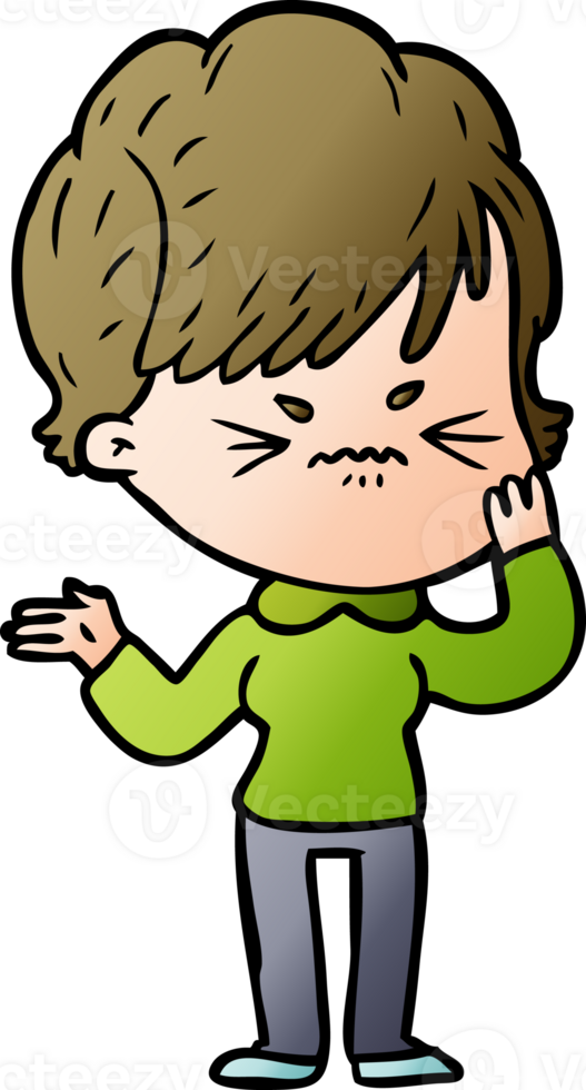 cartoon frustrated woman png