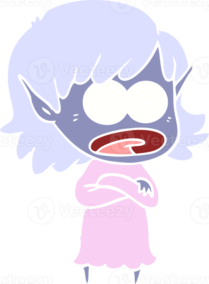 flat color style cartoon shocked elf girl png
