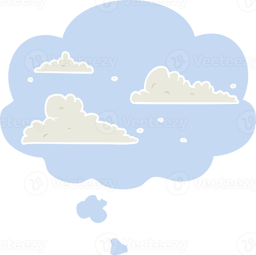 cartoon clouds with thought bubble in retro style png