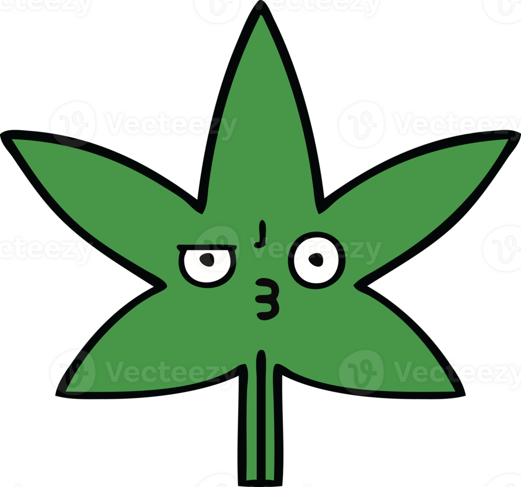 schattig tekenfilm van een marihuana blad png